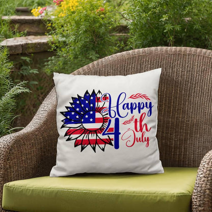 Happy 4th of July Sunflower Patriotic Indoor-Outdoor Pillow - Mallard Moon Gift Shop
