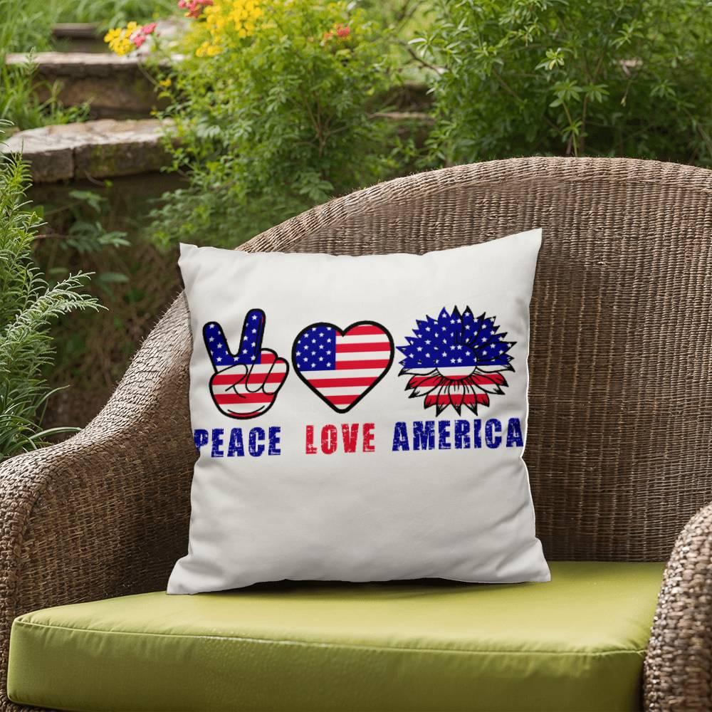 Peace Love America Patriotic Indoor-Outdoor Pillow - Mallard Moon Gift Shop