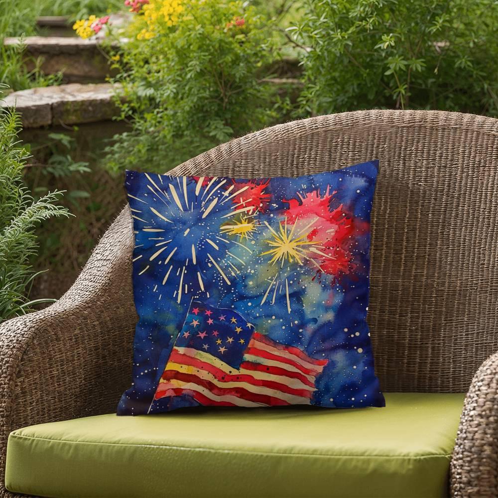 Fireworks Flag and Freedom Patriotic Indoor-Outdoor Home Decor Pillow - Mallard Moon Gift Shop