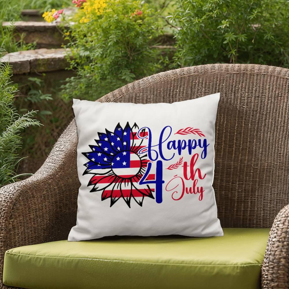 Happy 4th of July Sunflower Patriotic Comfy Indoor-Outdoor Pillow - Mallard Moon Gift Shop