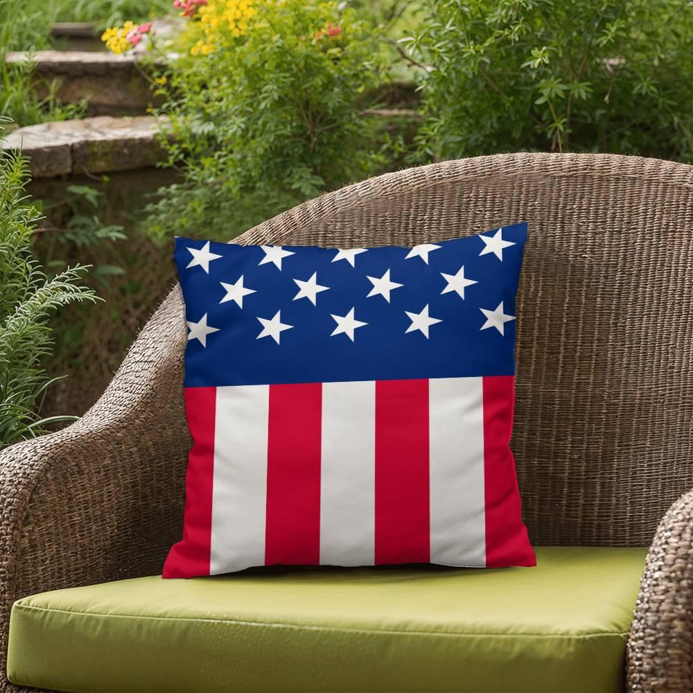 American Flag Patriotic Home Decor Indoor-Outdoor Polyester Printed Pillow - Mallard Moon Gift Shop