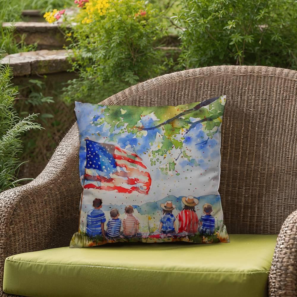 Patriotic Home Decor Waiting for Fireworks Fourth of July Indoor-Outdoor Pillow - Mallard Moon Gift Shop