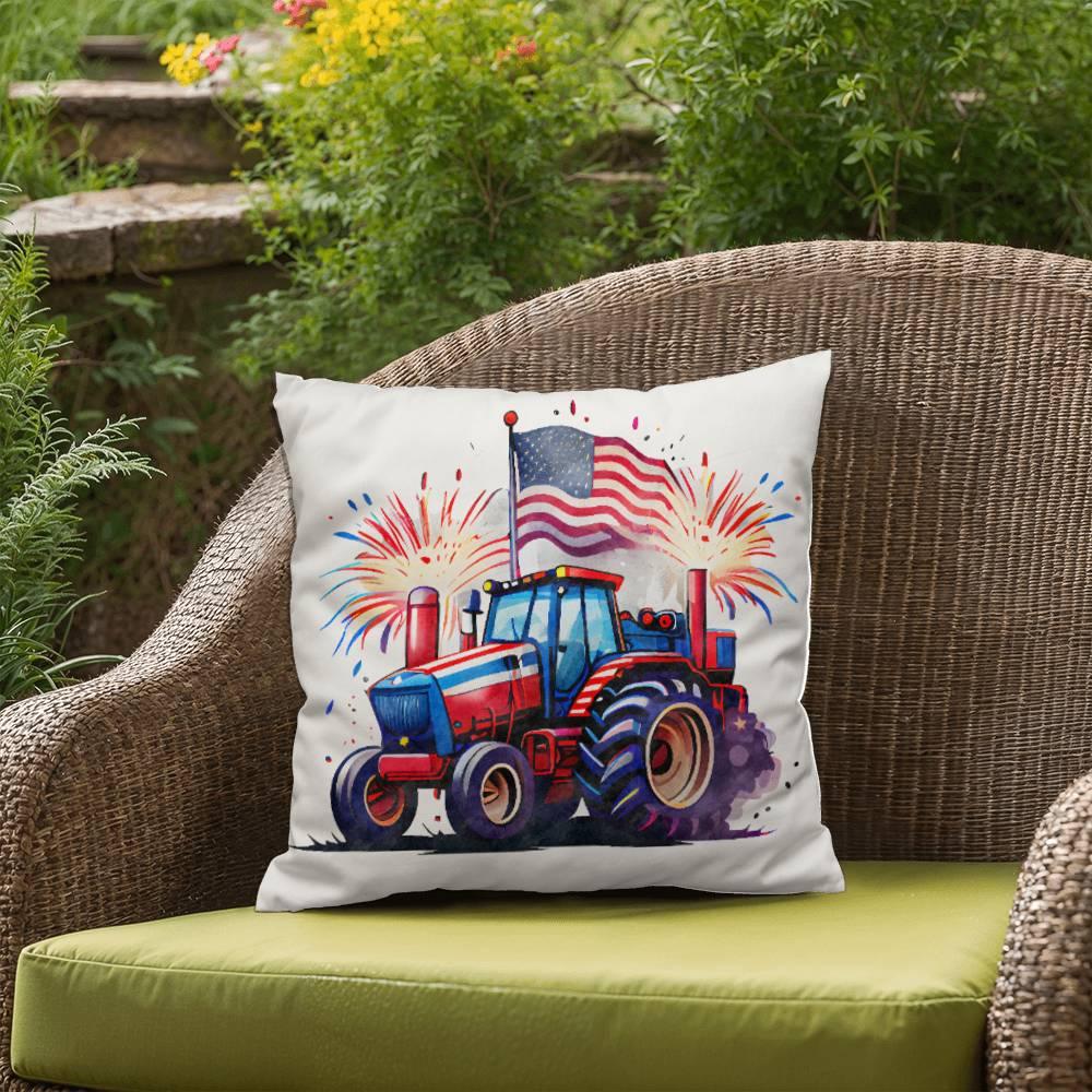 Tractor Fourth of July Parade Patriotic Indoor-Outdoor Pillow - Mallard Moon Gift Shop