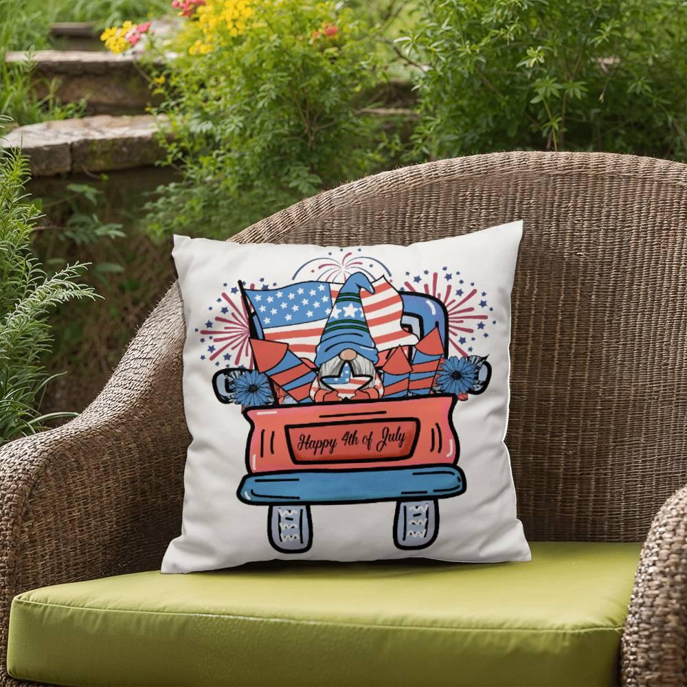 July Gnome Patriotic Comfy Indoor-Outdoor Pillow - Mallard Moon Gift Shop