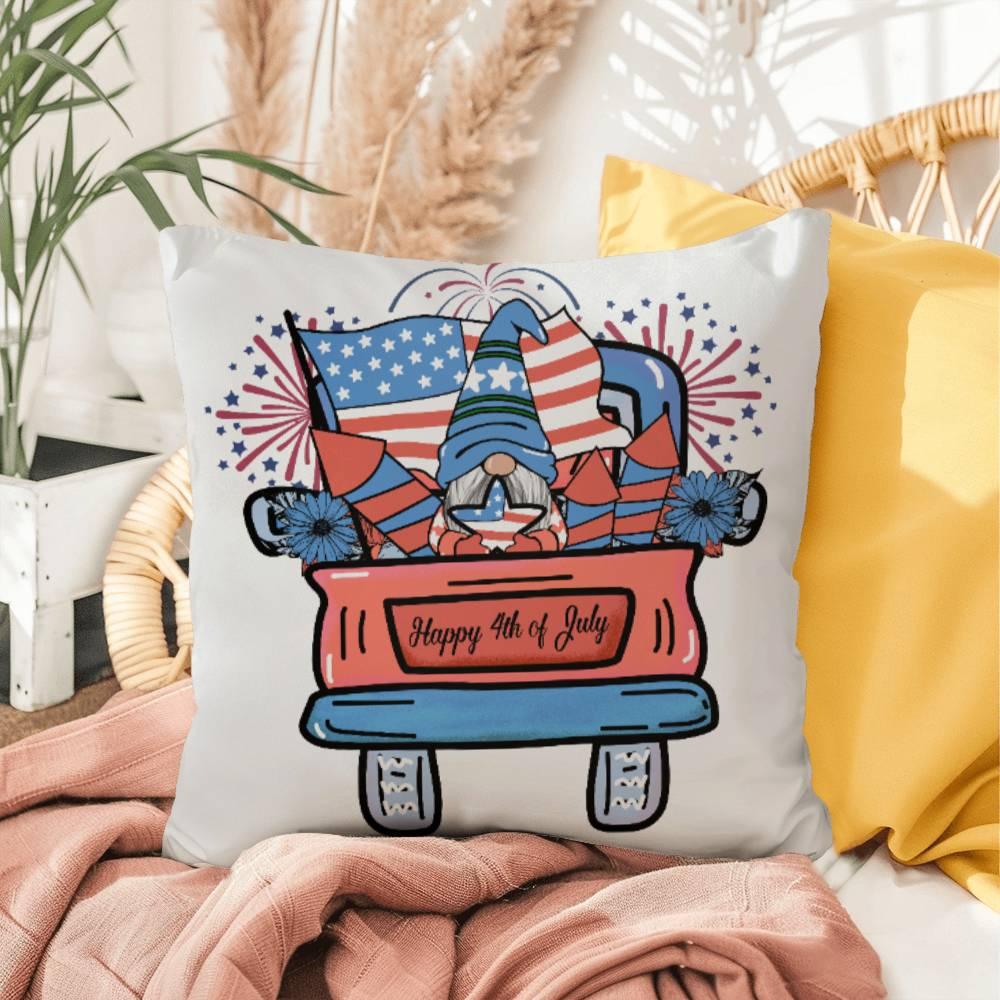 July Gnome Patriotic Comfy Indoor-Outdoor Pillow - Mallard Moon Gift Shop