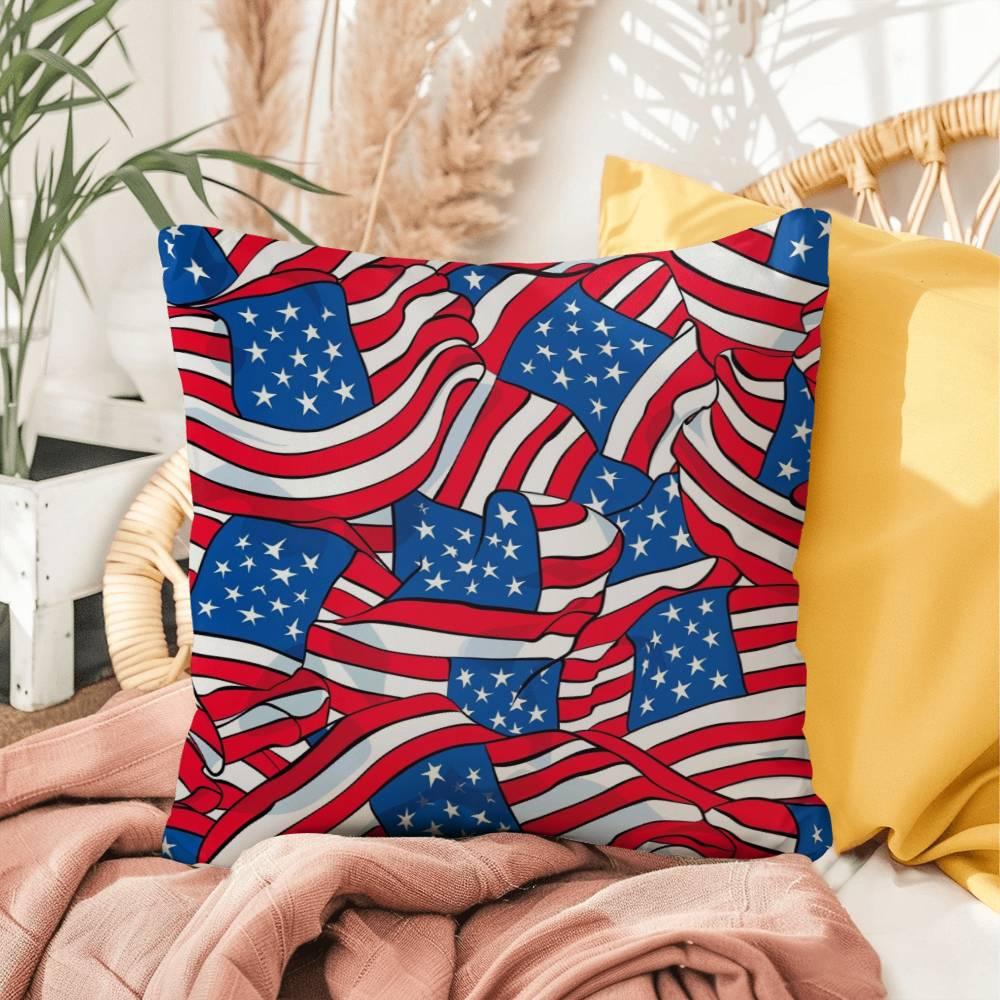 Patriotic American Flags Indoor-Outdoor Printed Pillow - Mallard Moon Gift Shop