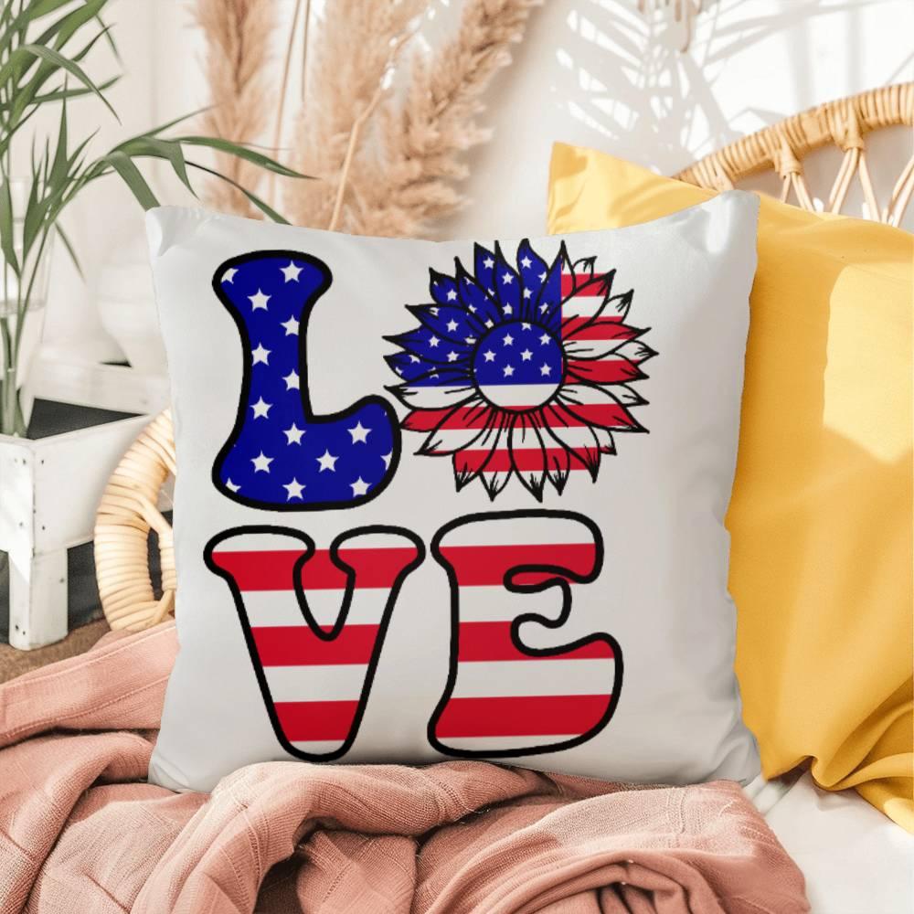 Red, White and Blue Love Patriotic Comfy Indoor-Outdoor Pillow - Mallard Moon Gift Shop