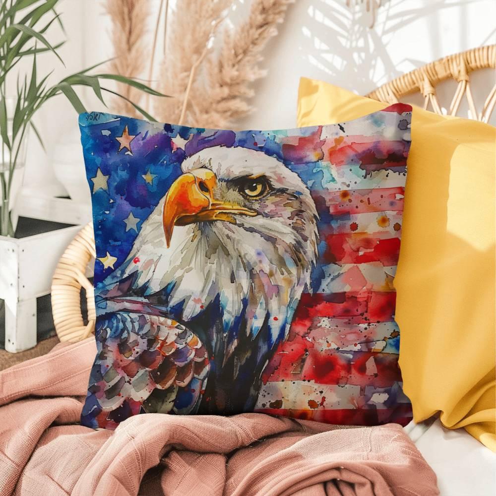 Eagle with American Flag Patriotic Indoor/Outdoor Pillow Decor - Mallard Moon Gift Shop