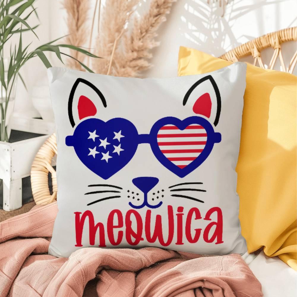 Mewoica Cat Patriotic Indoor-Outdoor Pillow - Mallard Moon Gift Shop