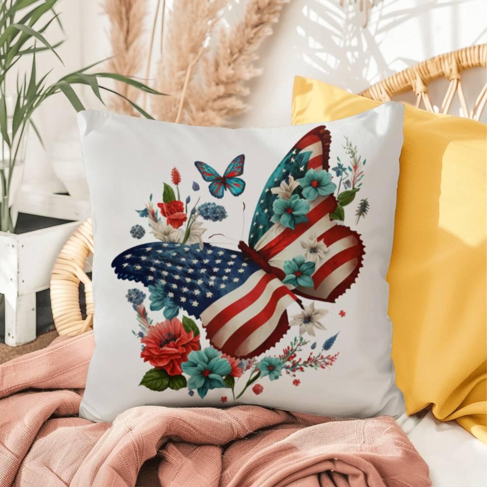 Patriotic Butterfly  Comfy Indoor-Outdoor Pillow - Mallard Moon Gift Shop