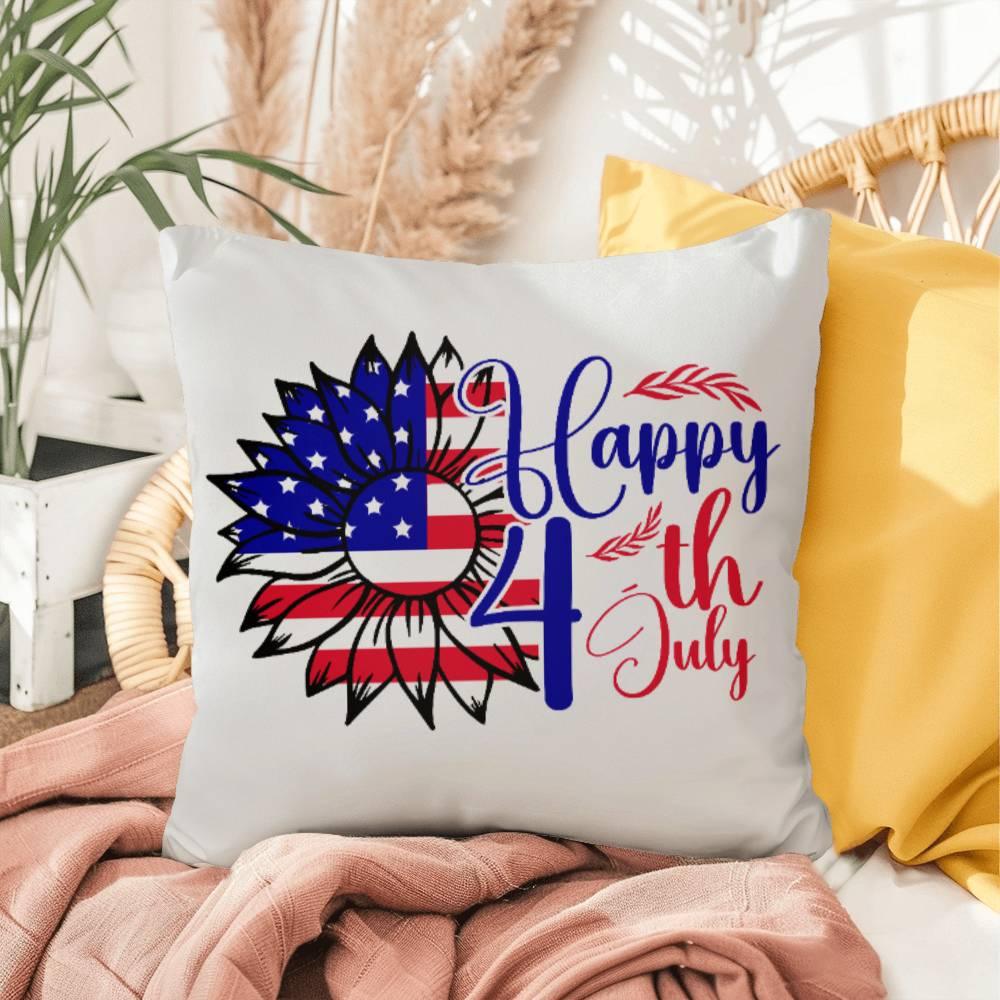 Happy 4th of July Sunflower Patriotic Comfy Indoor-Outdoor Pillow - Mallard Moon Gift Shop