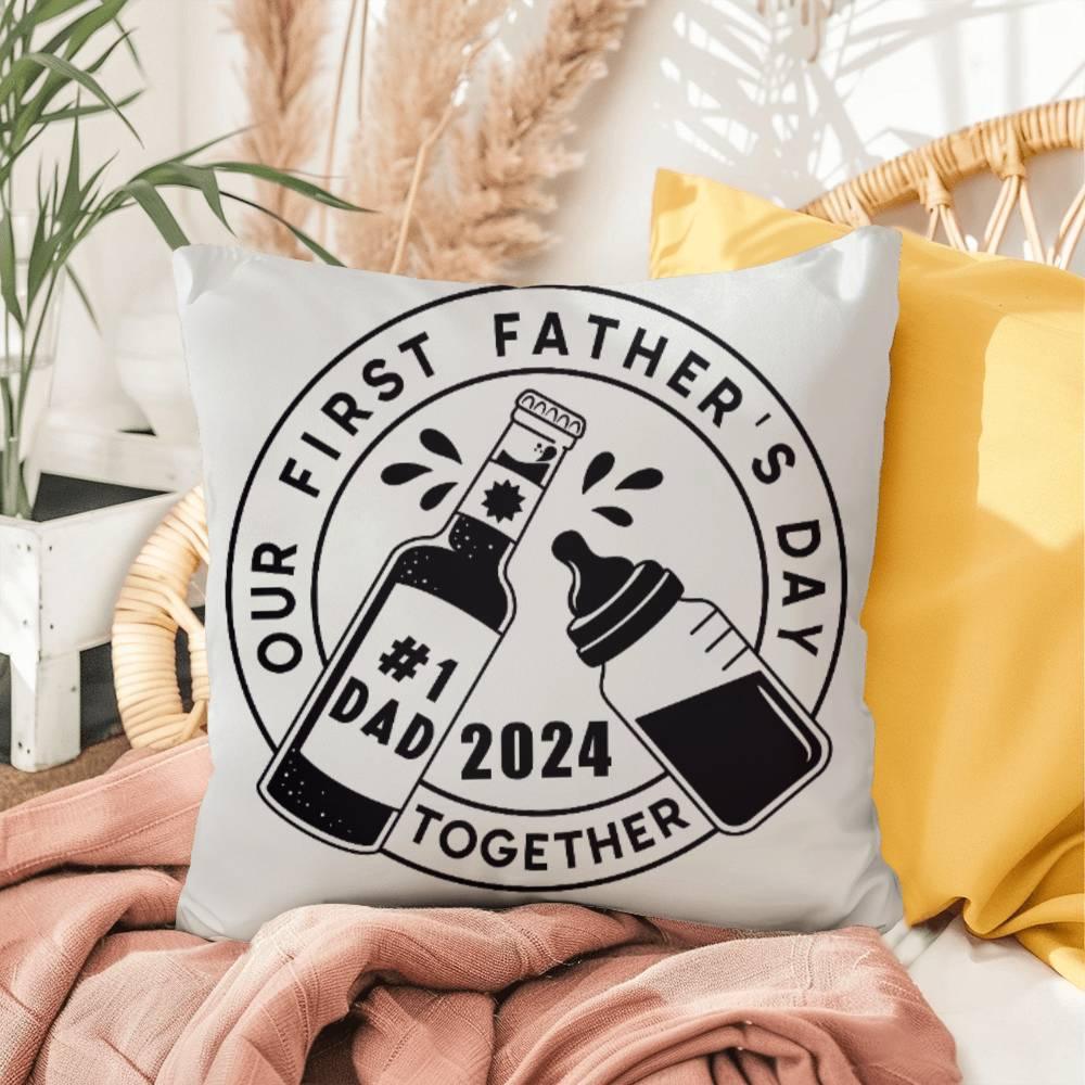 First Father's Day Drinking Buddy Comfy Indoor-Outdoor Pillow - Mallard Moon Gift Shop
