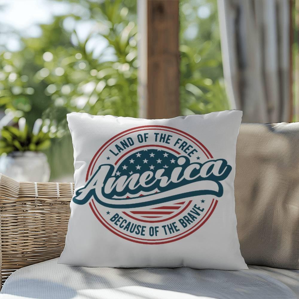 America Land of the Free Patriotic Indoor-Outdoor Pillow - Mallard Moon Gift Shop