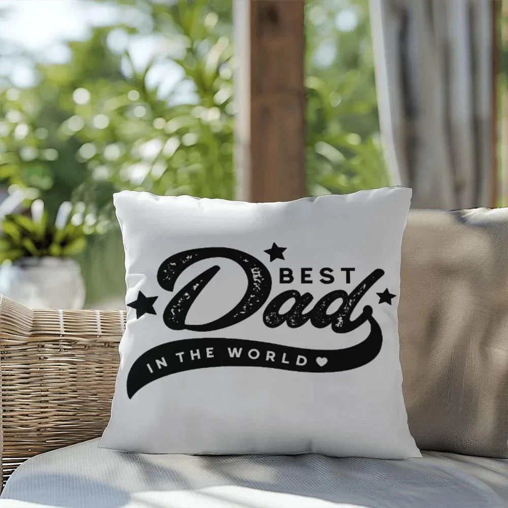 Decorative Dad Pillow with Insert – “Best Dad in the World” Design – Gift for Father