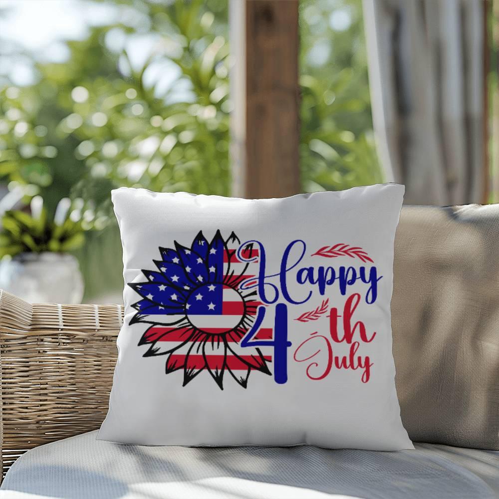 Happy 4th of July Sunflower Patriotic Comfy Indoor-Outdoor Pillow - Mallard Moon Gift Shop