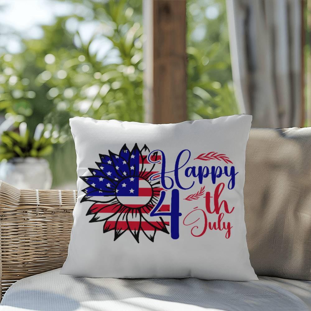 Happy 4th of July Sunflower Patriotic Indoor-Outdoor Pillow - Mallard Moon Gift Shop