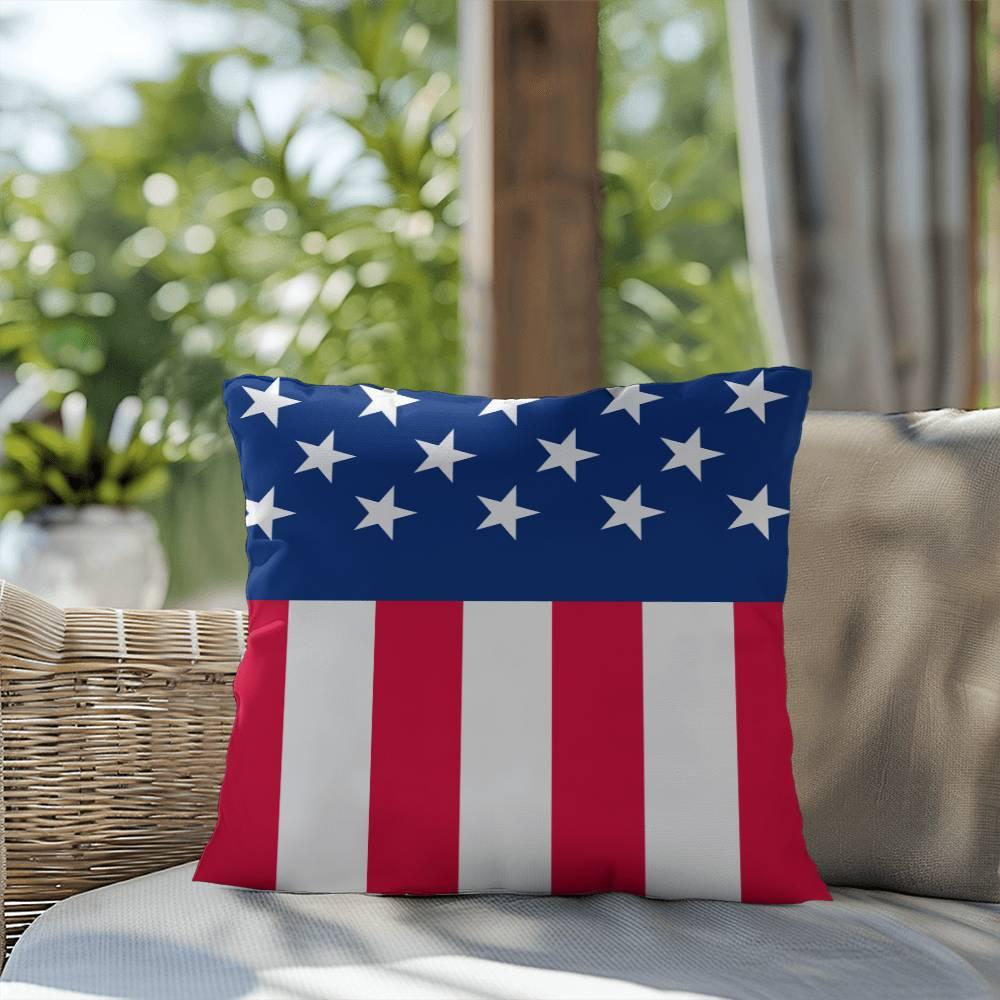 American Flag Patriotic Home Decor Indoor-Outdoor Polyester Printed Pillow - Mallard Moon Gift Shop