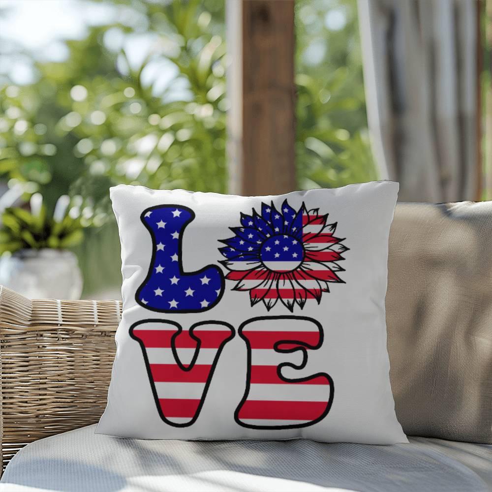 Love America Patriotic Indoor-Outdoor Pillow - Mallard Moon Gift Shop