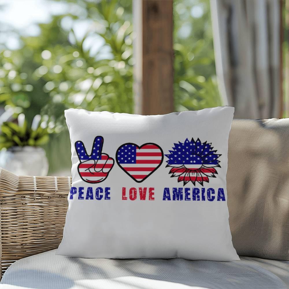 Peace Love America Comfy Indoor-Outdoor Pillow - Mallard Moon Gift Shop
