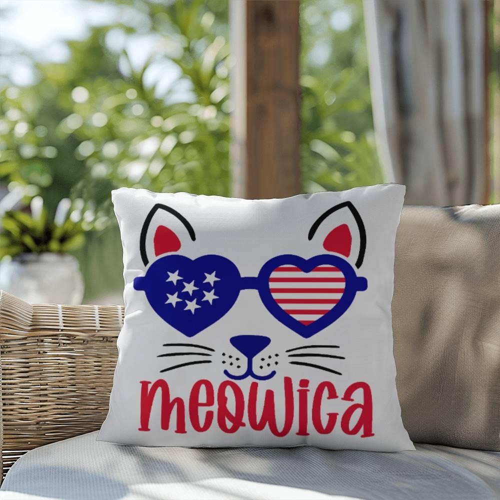 Meowica Patriotic Cat Comfy Indoor-Outdoor Pillow - Mallard Moon Gift Shop
