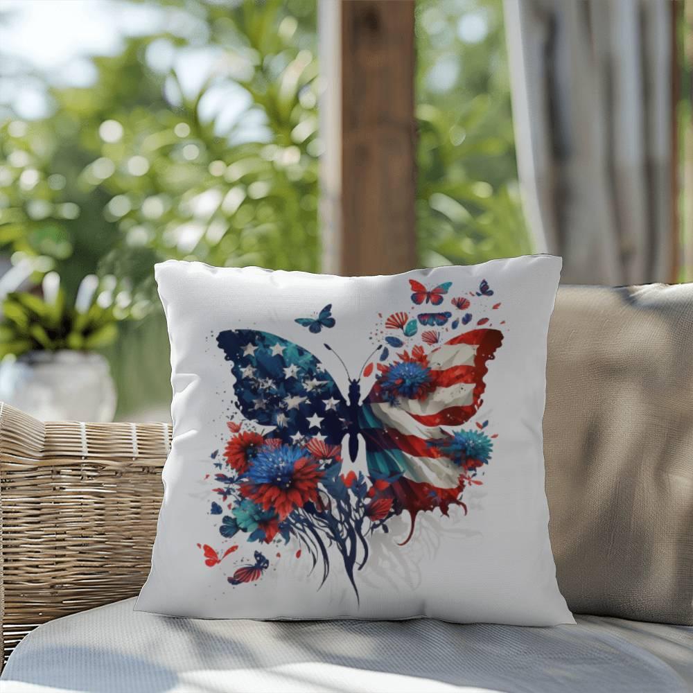 Patriotic Butterfly Bouquet Comfy Indoor-Outdoor Pillow - Mallard Moon Gift Shop