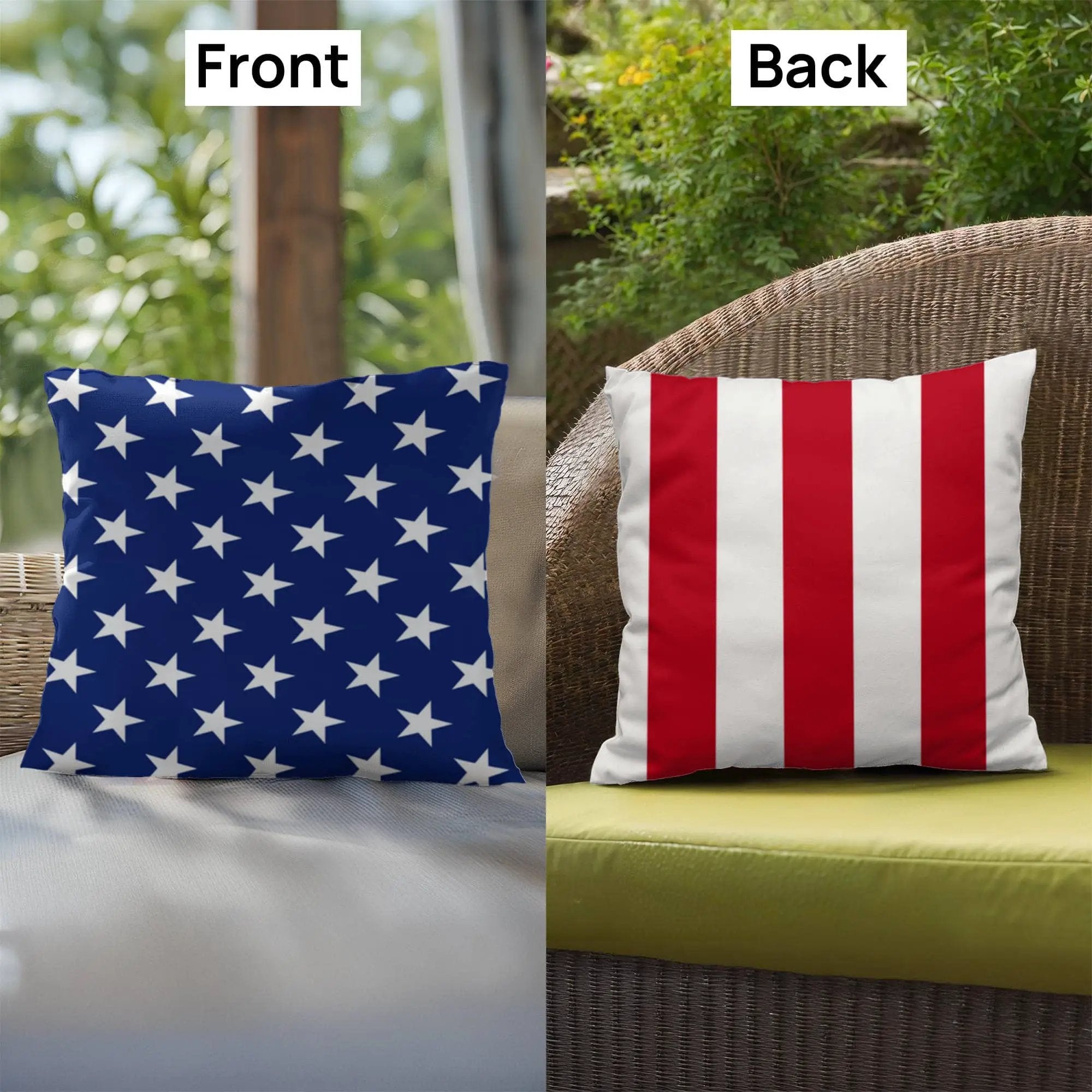 American Flag Stars and Stripes Patriotic Indoor-Outdoor Pillow