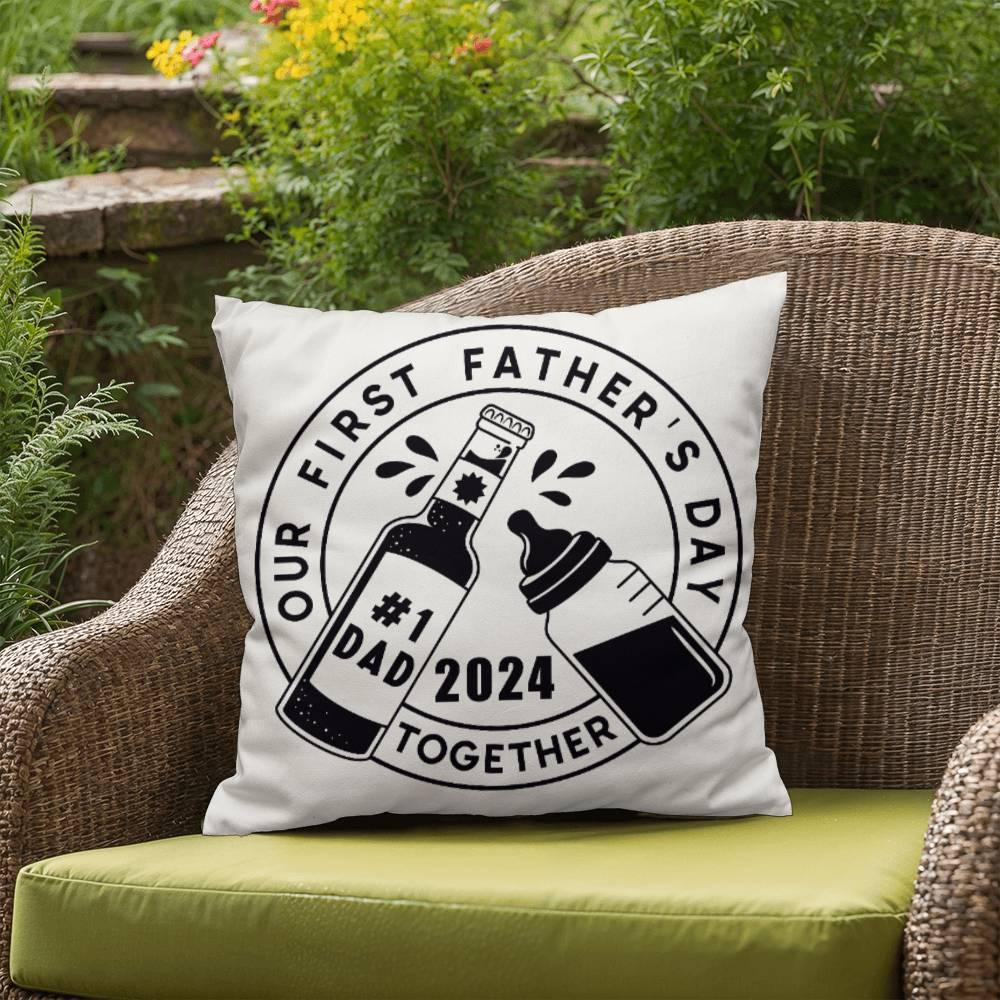 First Father's Day Drinking Buddy Comfy Indoor-Outdoor Pillow - Mallard Moon Gift Shop