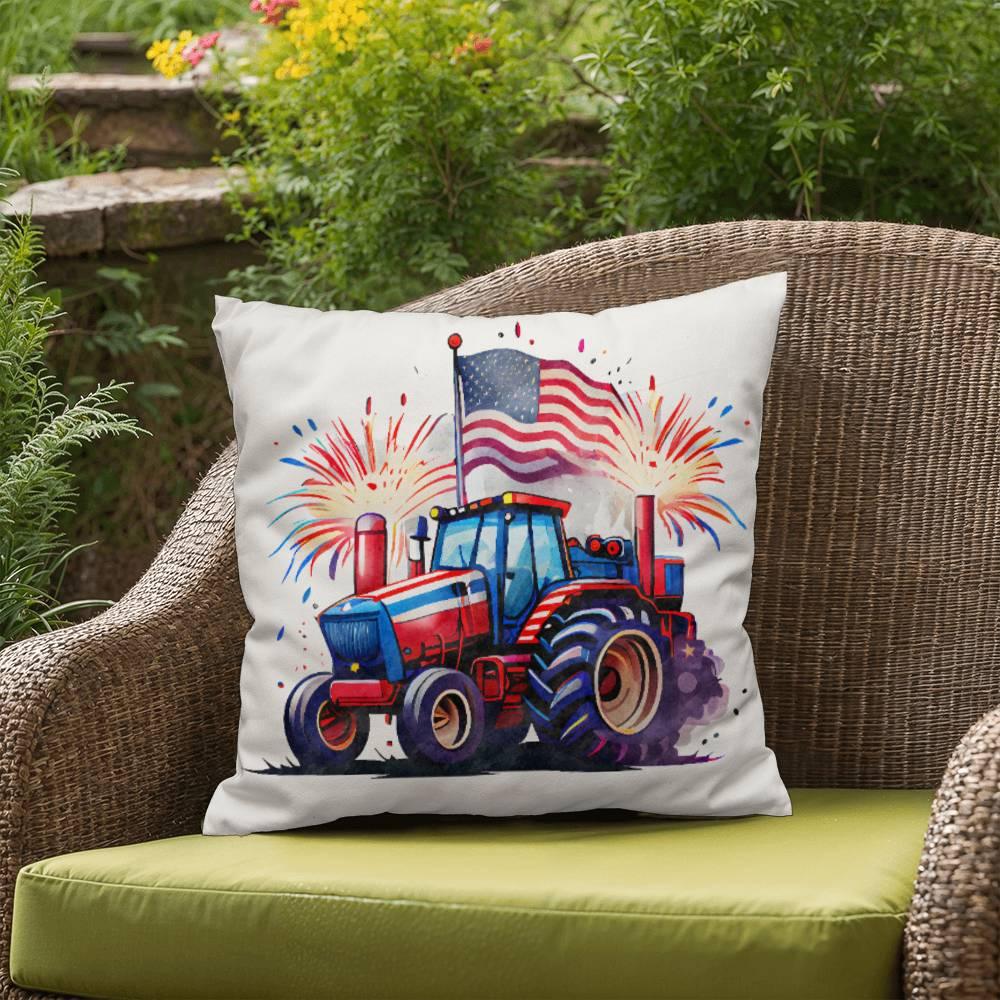 Tractor Fourth of July Parade Patriotic Indoor-Outdoor Pillow - Mallard Moon Gift Shop