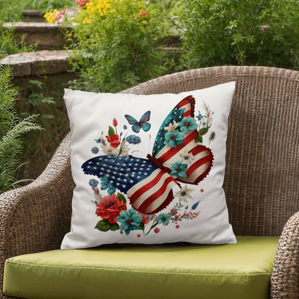 Patriotic Butterfly  Comfy Indoor-Outdoor Pillow - Mallard Moon Gift Shop