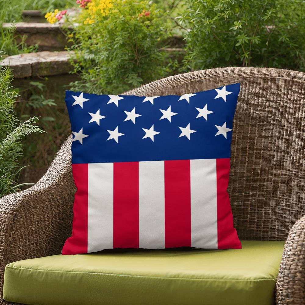 American Flag Patriotic Home Decor Indoor-Outdoor Polyester Printed Pillow - Mallard Moon Gift Shop