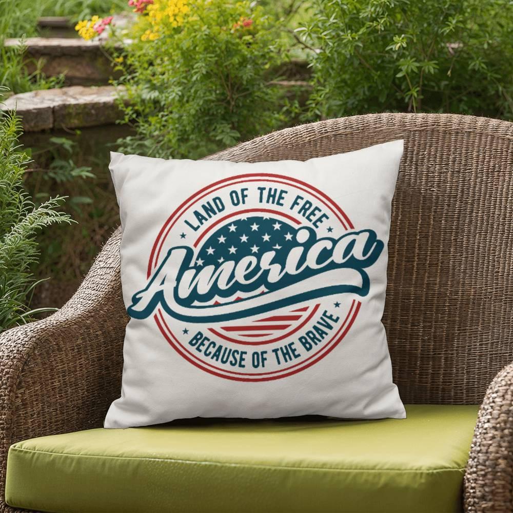 America Land of the Free Patriotic Indoor-Outdoor Pillow - Mallard Moon Gift Shop
