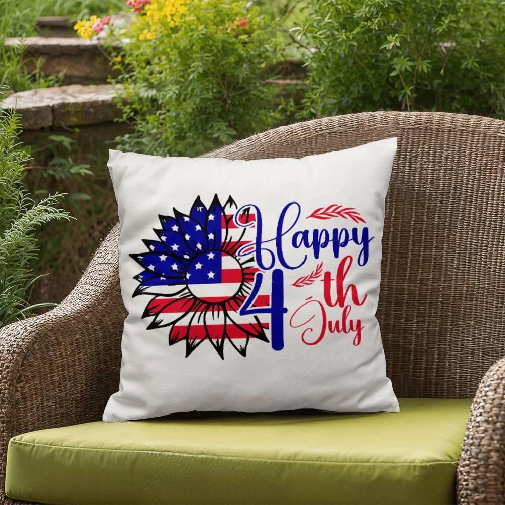 Happy 4th of July Sunflower Patriotic Comfy Indoor-Outdoor Pillow