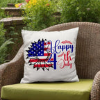 Happy 4th of July Sunflower Patriotic Comfy Indoor-Outdoor Pillow