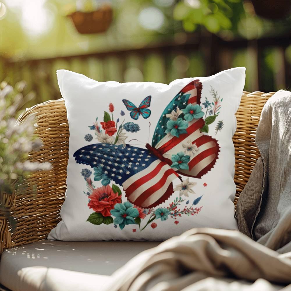 Patriotic Butterfly  Comfy Indoor-Outdoor Pillow - Mallard Moon Gift Shop