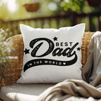 Decorative Dad Pillow with Insert – “Best Dad in the World” Design – Gift for Father