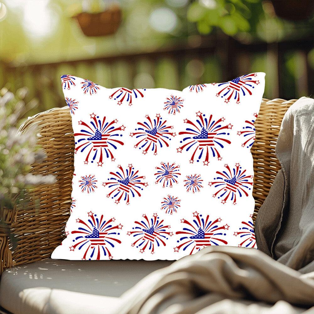 Star Red White and Blue Fireworks 4th of July Patriotic Indoor-Outdoor Pillow - Mallard Moon Gift Shop