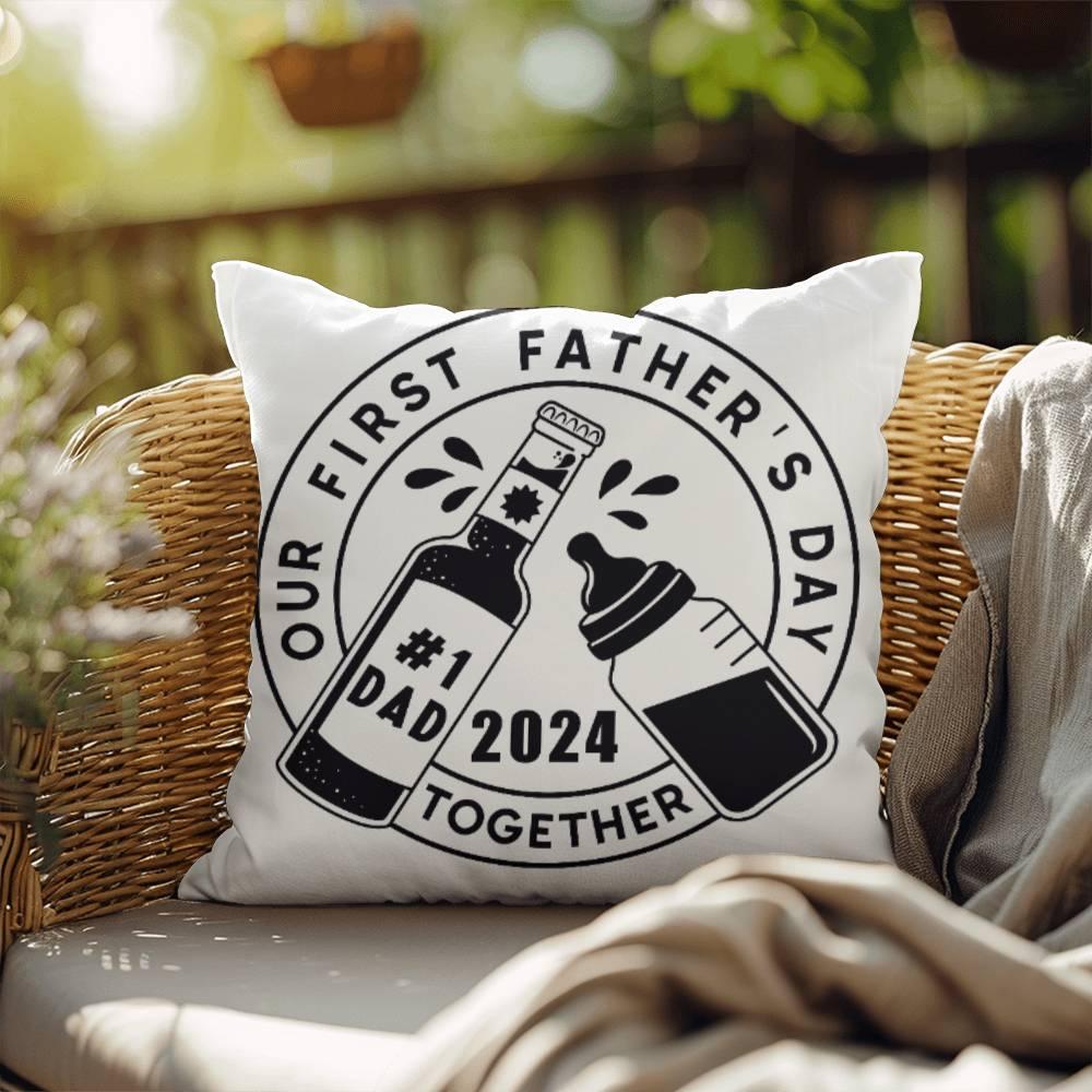 First Father's Day Drinking Buddy Comfy Indoor-Outdoor Pillow - Mallard Moon Gift Shop