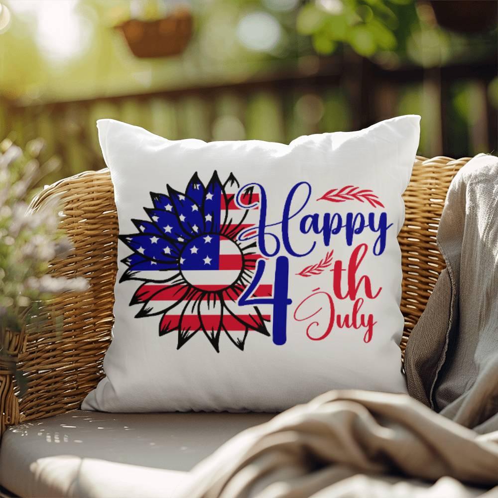 Happy 4th of July Sunflower Patriotic Comfy Indoor-Outdoor Pillow - Mallard Moon Gift Shop