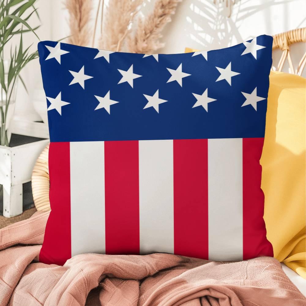 American Flag Patriotic Home Decor Indoor-Outdoor Polyester Printed Pillow - Mallard Moon Gift Shop