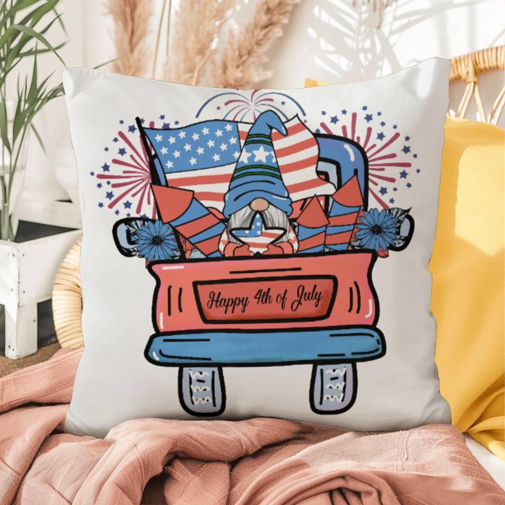 July Gnome Patriotic Comfy Indoor-Outdoor Pillow - Mallard Moon Gift Shop