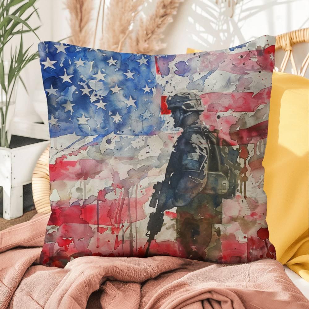 American Soldier Patriotic Indoor-Outdoor-Pillow Home Decor - Mallard Moon Gift Shop