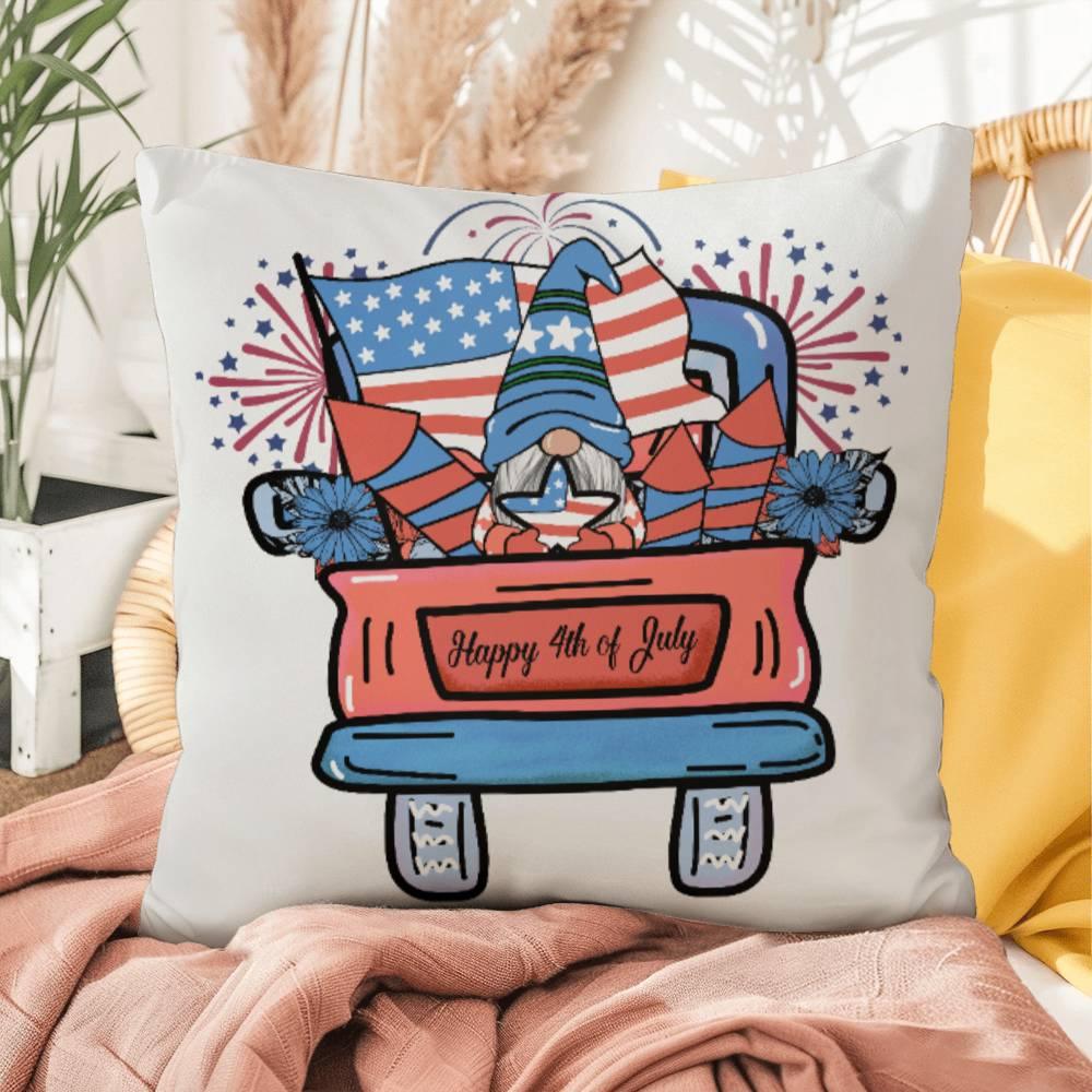 Fourth of July Gnome Parade Patriotic Indoor-Outdoor Pillow - Mallard Moon Gift Shop
