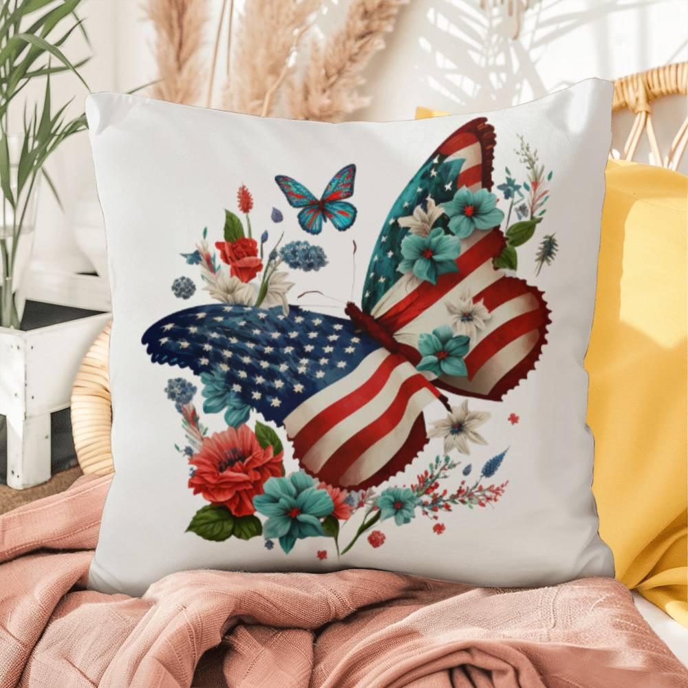 Patriotic Butterfly  Comfy Indoor-Outdoor Pillow - Mallard Moon Gift Shop