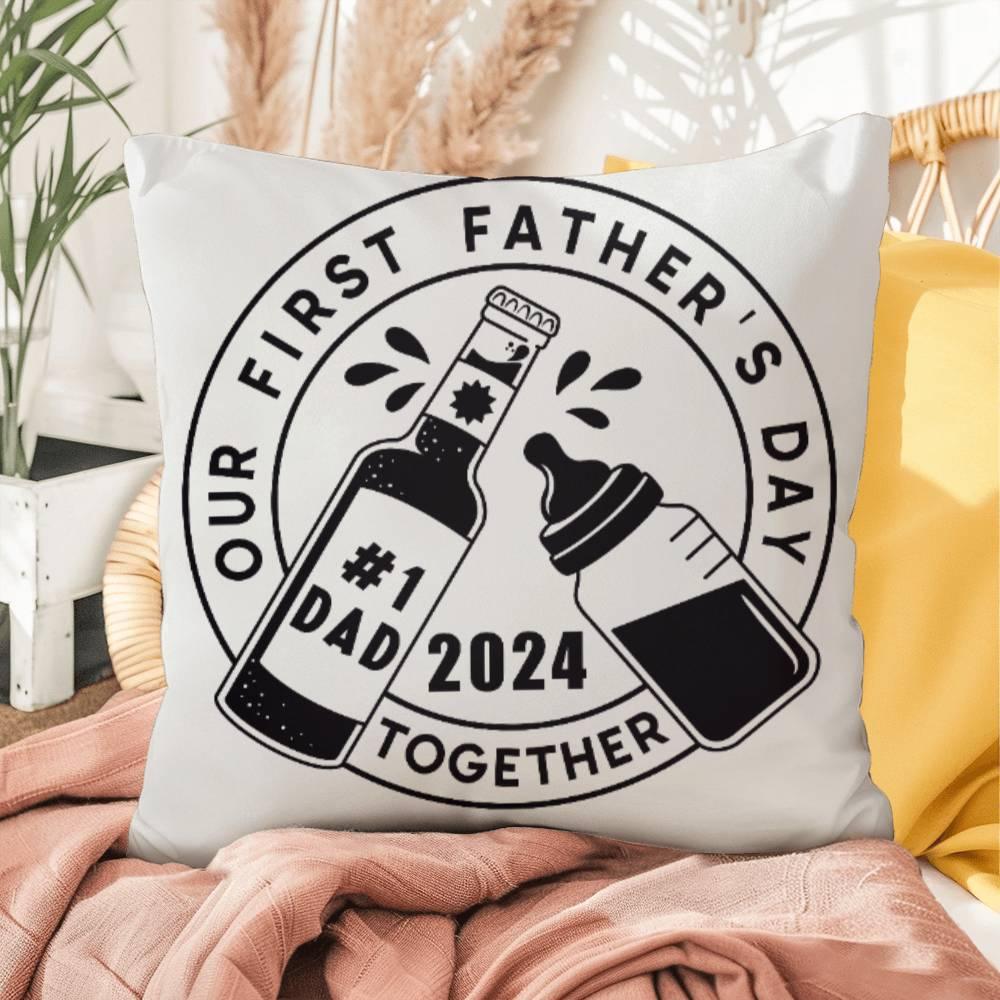 First Father's Day Drinking Buddy Comfy Indoor-Outdoor Pillow - Mallard Moon Gift Shop