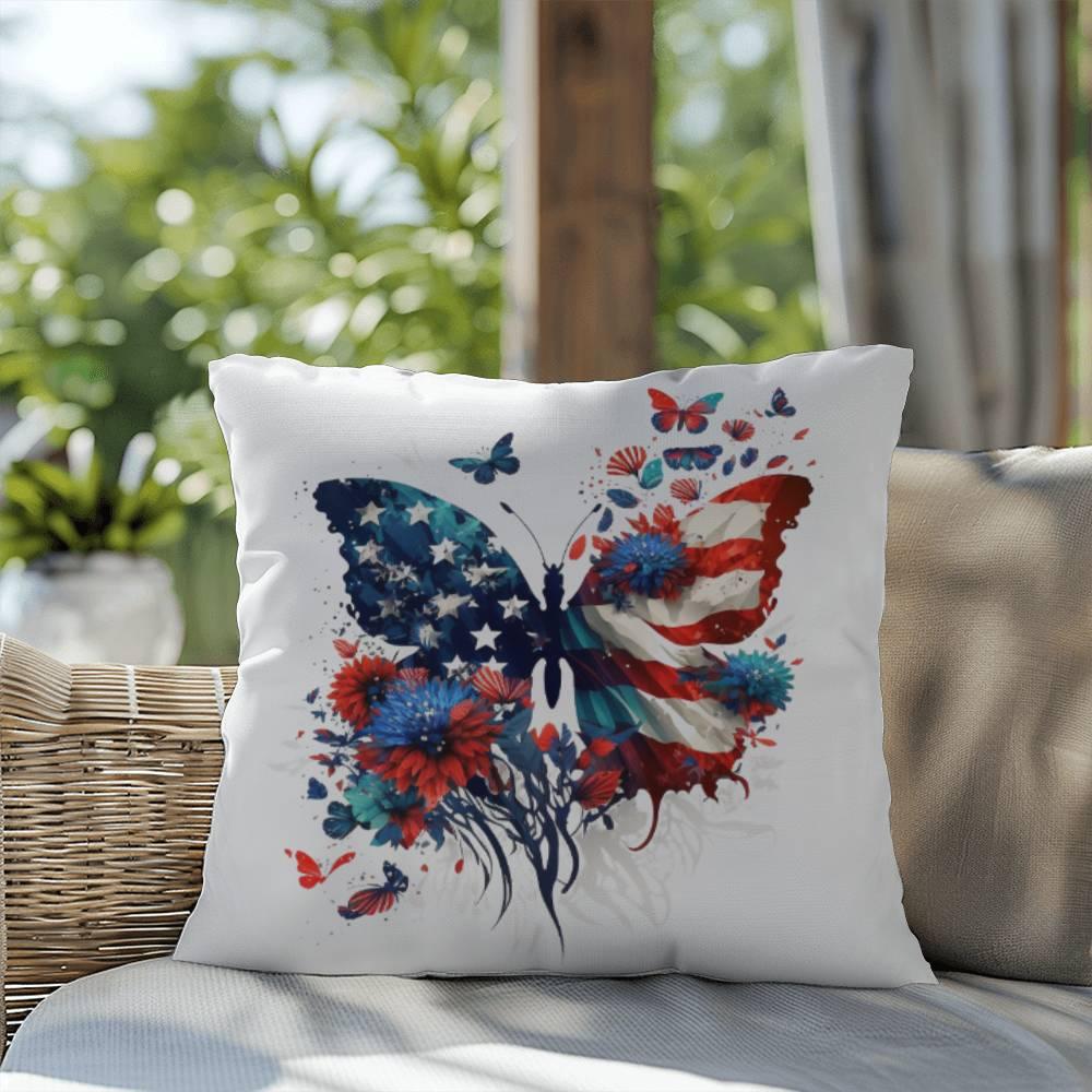 Patriotic Butterfly Bouquet Comfy Indoor-Outdoor Pillow - Mallard Moon Gift Shop