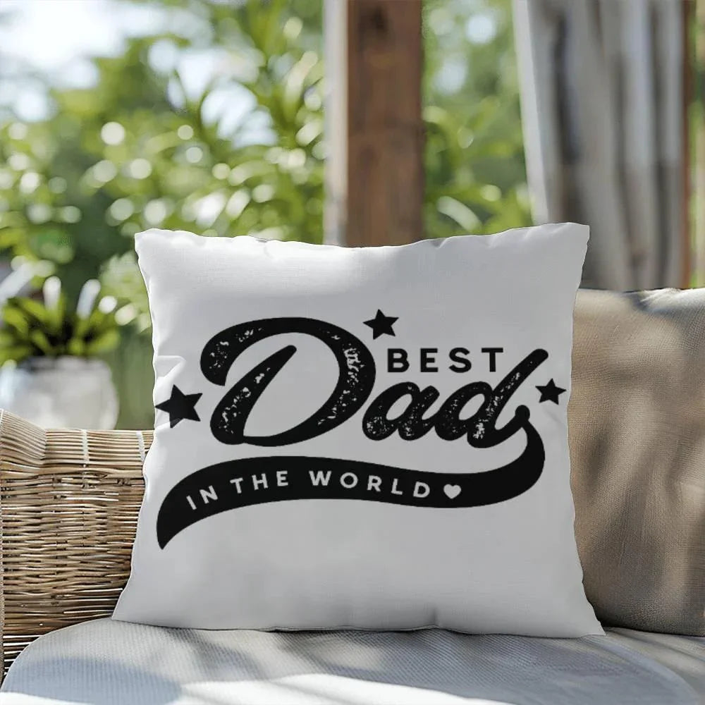 Decorative Dad Pillow with Insert – “Best Dad in the World” Design – Gift for Father