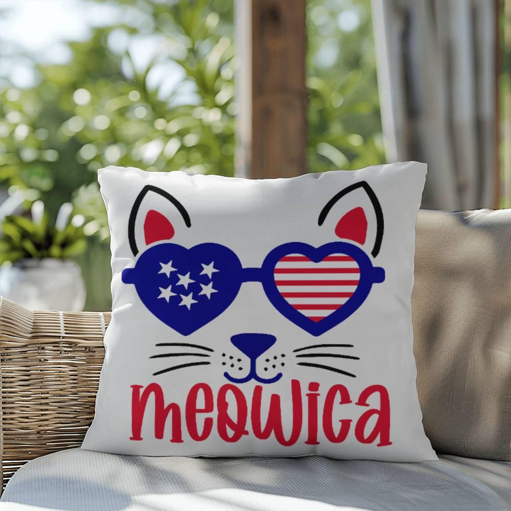 Mewoica Cat Patriotic Indoor-Outdoor Pillow - Mallard Moon Gift Shop