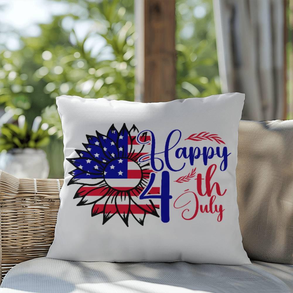 Happy 4th of July Sunflower Patriotic Comfy Indoor-Outdoor Pillow - Mallard Moon Gift Shop