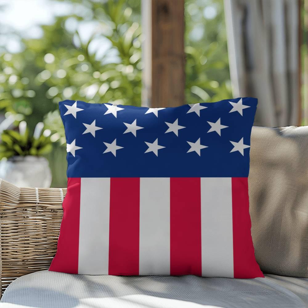 American Flag Patriotic Home Decor Indoor-Outdoor Polyester Printed Pillow - Mallard Moon Gift Shop