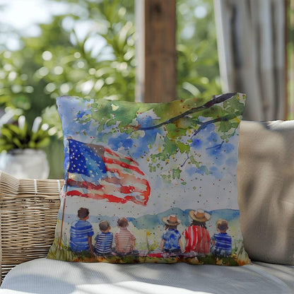 Patriotic Home Decor Waiting for Fireworks Fourth of July Indoor-Outdoor Pillow - Mallard Moon Gift Shop